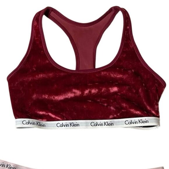 Calvin Klein Other - Calvin Klein Deep Red Crushed Velvet Racerback Sports Bra Medium